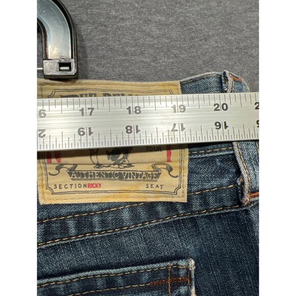 True Religion Mens Ricky Distressed Straight Flap Jeans Size 38 - Picture 7 of 12